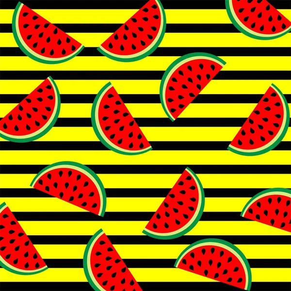 甜甜的 新鲜的西瓜图案插图 夏天水果 — 图库照片