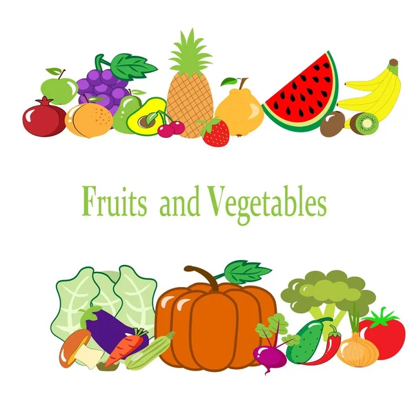 Fruit Vegetables Isolated Collection Set Icon — Stock Photo, Image