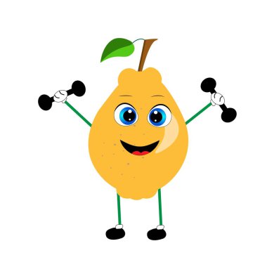 organik ayva çizgi filmi çizimi. vegan meyvesi