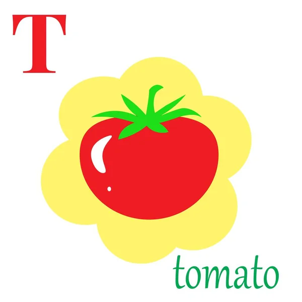 T is for tomato illustration alphabet — Stock Vector
