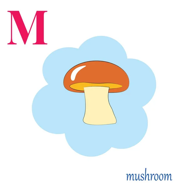 M é para o alfabeto de ilustração de cogumelos — Vetor de Stock