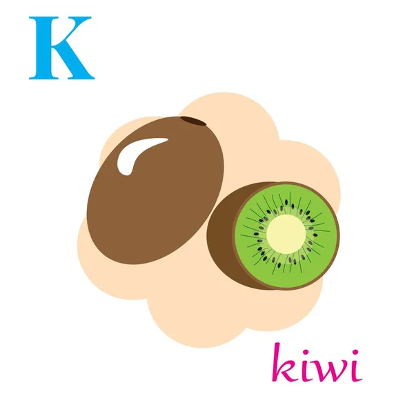 K is for kiwi illustration alphabet abc — Stock Vector
