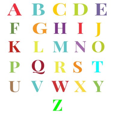 Çocuklar için alfabe abc renkli illüstrasyon öğrenimi