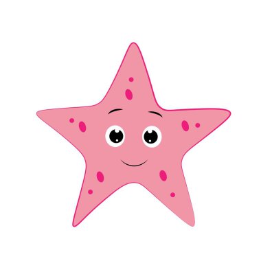 Deniz yıldızı, deniz yıldızı yaz karikatür dizaynı beyaz arka planda izole edilmiş. resimleme.