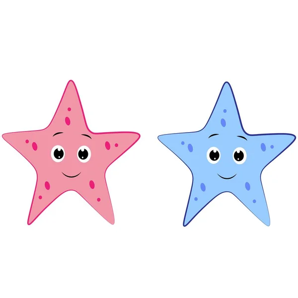 Estrella Mar Estrella Mar Diseño Dibujos Animados Verano Aislado Sobre — Foto de Stock