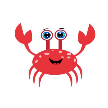 Tatlı kırmızı yengeç çizgi film çizimi. deniz dünyası karakteri 