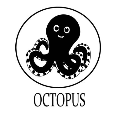 Pembe ahtapot çizgi film karakteri. Şirin ahtapot çizimi, deniz yaşamı. 