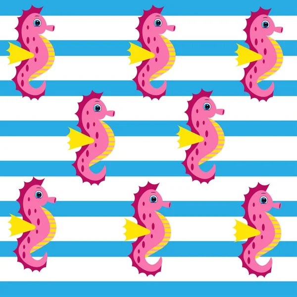 pattern of seahorse. Cute cartoon  character illustration.