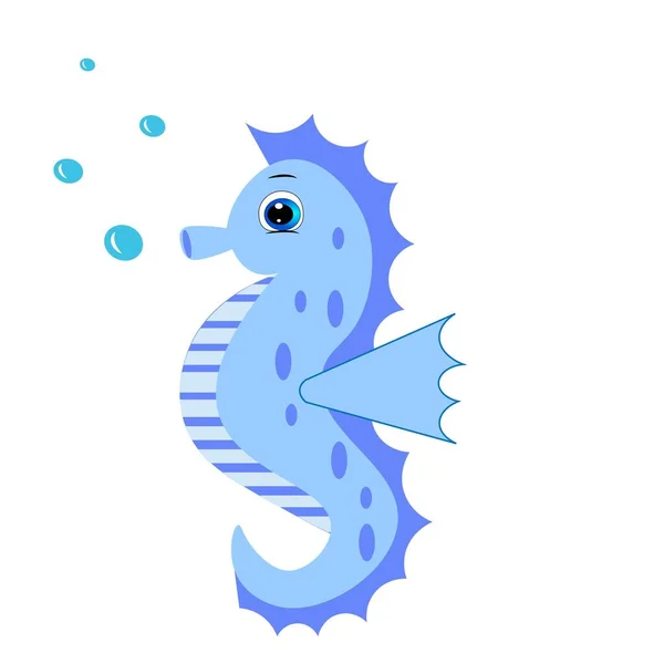 Cute Cartoon Seahorse Character Vector Illustration — Stock Photo, Image