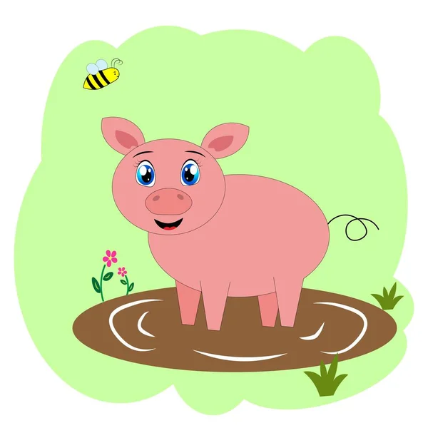 Illustration Dessin Animé Porc Animal Ferme — Photo