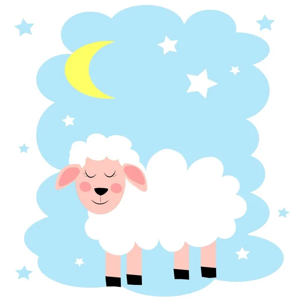 Cute Cartoon Sheep Illustration Farm Animal — Stock Photo, Image