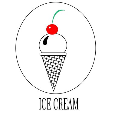 Beyaza izole edilmiş logo dondurma çizimi. simge vektörü