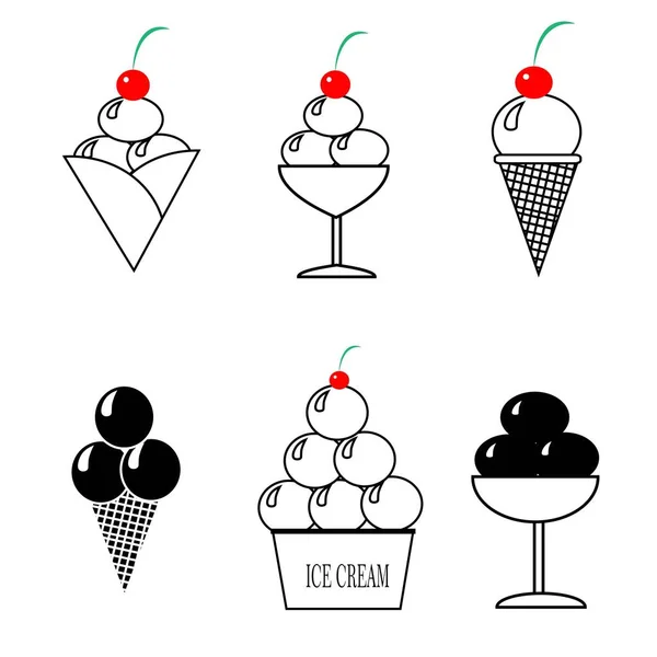 Set Helados Ilustración Del Logotipo Aislado Blanco Icono — Foto de Stock