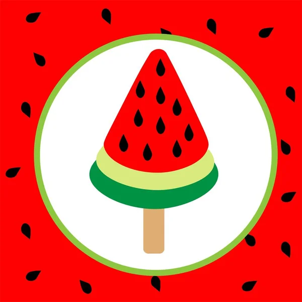 watermelon fruit ice cream illustration, colorful