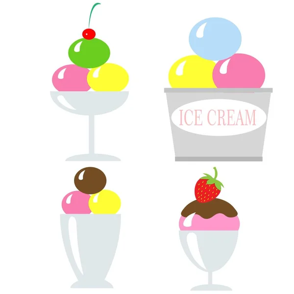 Summer Fruit Ice Cream Colorful Illustration — Stock Photo, Image