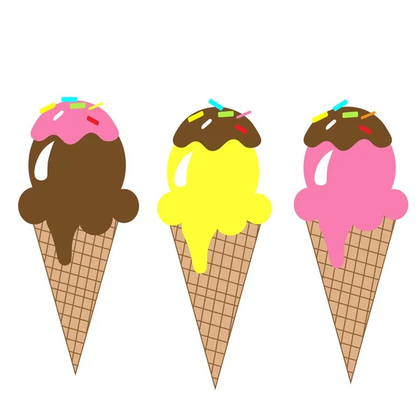 summer fruit ice cream , colorful illustration