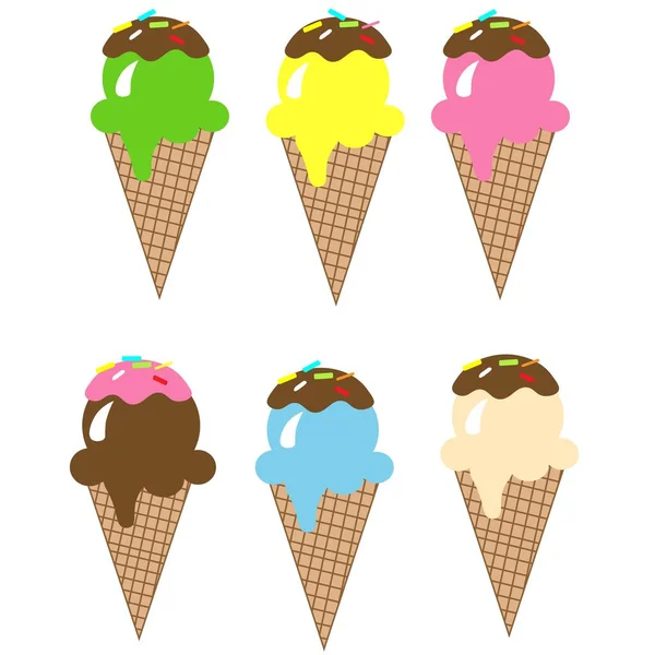 summer fruit ice cream , colorful illustration
