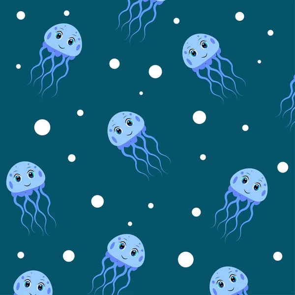 cute cartoon jellyfish pattern illustration, colorful