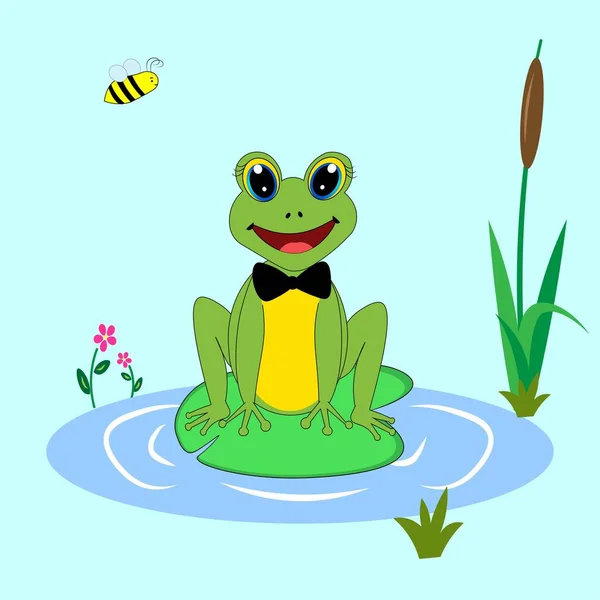 Niedlichen Frosch Cartoon Illustration Charakter — Stockfoto