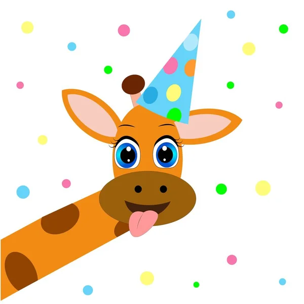 Girafa Bonito Feliz Ilustração Colorida — Fotografia de Stock