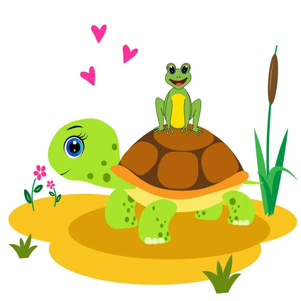Şirin Karikatür Kaplumbağa Çizimi Karakter — Stok fotoğraf