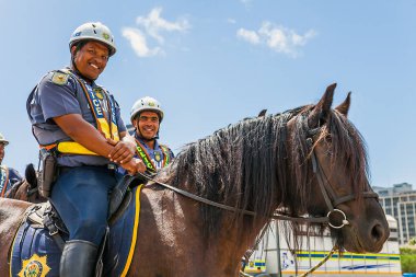 Cape Town 2016 yılında at ile şirin polis memuru