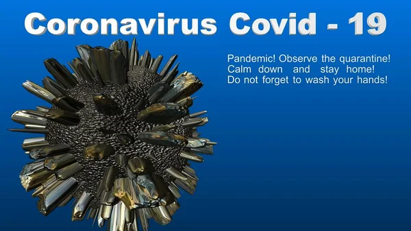 Coronavirus Covid Tekst Blauwe Achtergrond — Stockfoto