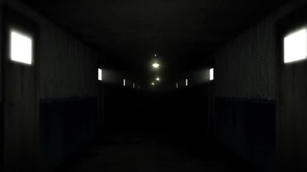 Sötét és ijesztő horror folyosó — Stock videók