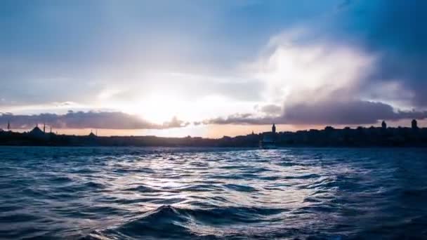 Istanbul Bosporen solnedgång — Stockvideo