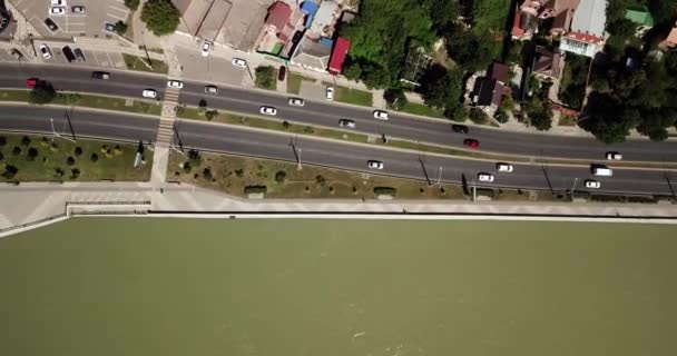 De cima para baixo vista de rua da cidade movimentada rodovia — Vídeo de Stock