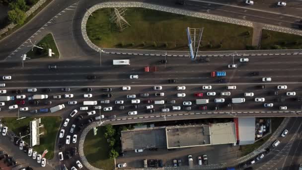 Drones eye view traffic jam top view — Stock Video