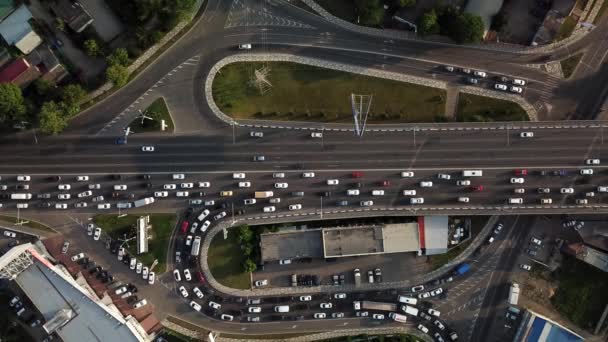 Drones eye view traffic jam vista superior — Vídeo de Stock