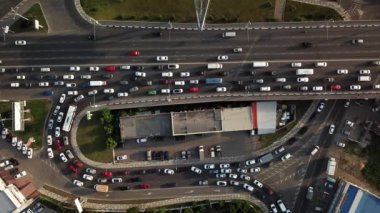 Drone 'ların gözü trafik sıkışıklığı üst görünümü
