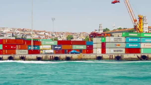 Istanbul bosphorus industrial seaport — Stock Video