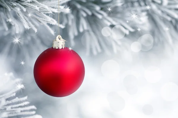 Vánoční ozdoby na borovicové větvi — Stock fotografie