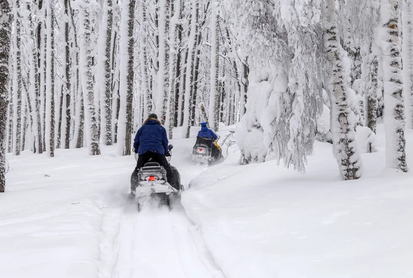 Sporcular üzerinde bir kar arabası