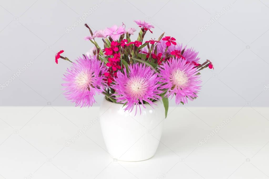 Bouquet of cornflowers and carnations