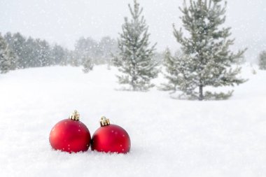 Karda noel baloları.