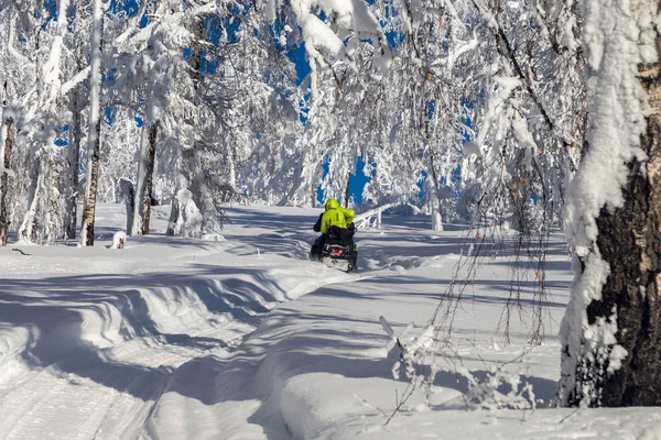 Atletas en una moto de nieve —  Fotos de Stock