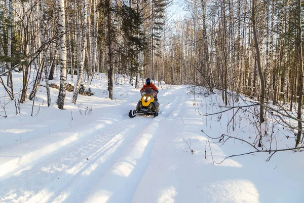 Athlete on a snowmobile. — Stock Photo, Image