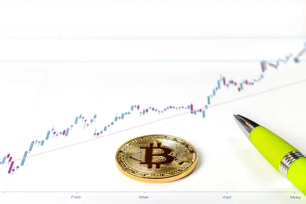 Una imagen con un signo de bitcoin . —  Fotos de Stock