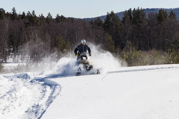 Спортсмен на снегоходе. — стоковое фото
