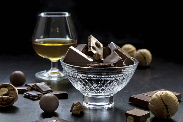 Image with chocolate and cognac. — 스톡 사진