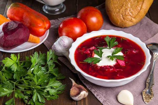 Sopa Borscht Russo Ucraniana Tradicional — Fotografia de Stock