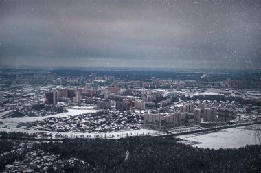 Atmosferik fotoğraf karlı Moskova. 