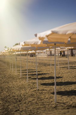 Şemsiye Larnaka plaj üzerinde. Larnaka 