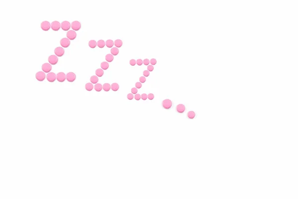 Różowe Tabletki Kształcie Białym Tle Tabletki Nasenne Hipnotyzujące Uspokajające Bezsenność — Zdjęcie stockowe