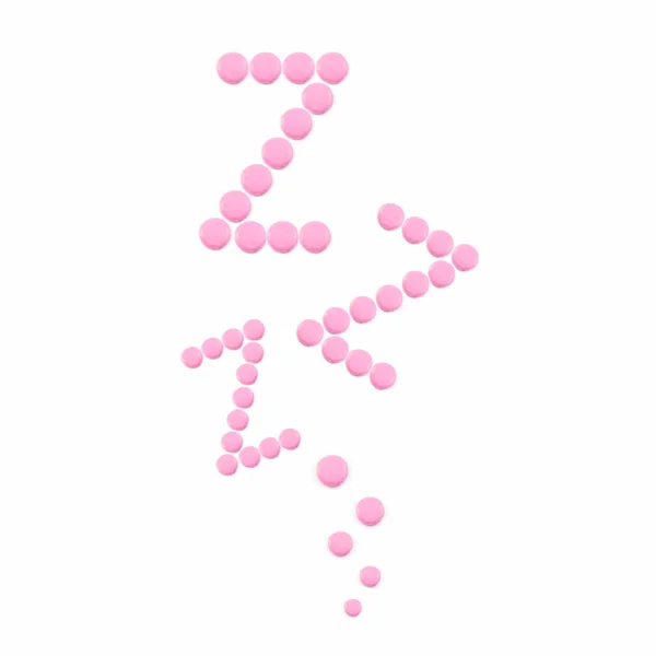 Ροζ Χάπια Σχήμα Στο Λευκό Φόντο Υπνωτικά Υπνωτικά Ηρεμιστικά Αϋπνία — Φωτογραφία Αρχείου