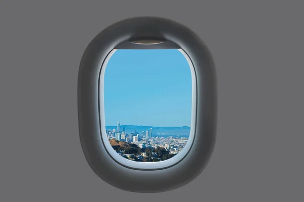 Aerial View San Francisco Bay Skyscraper Airplane Window California Usa — 스톡 사진