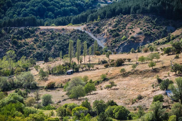 Uitzicht Huisje Weggetje Berg Pindus Noord Griekenland — Stockfoto